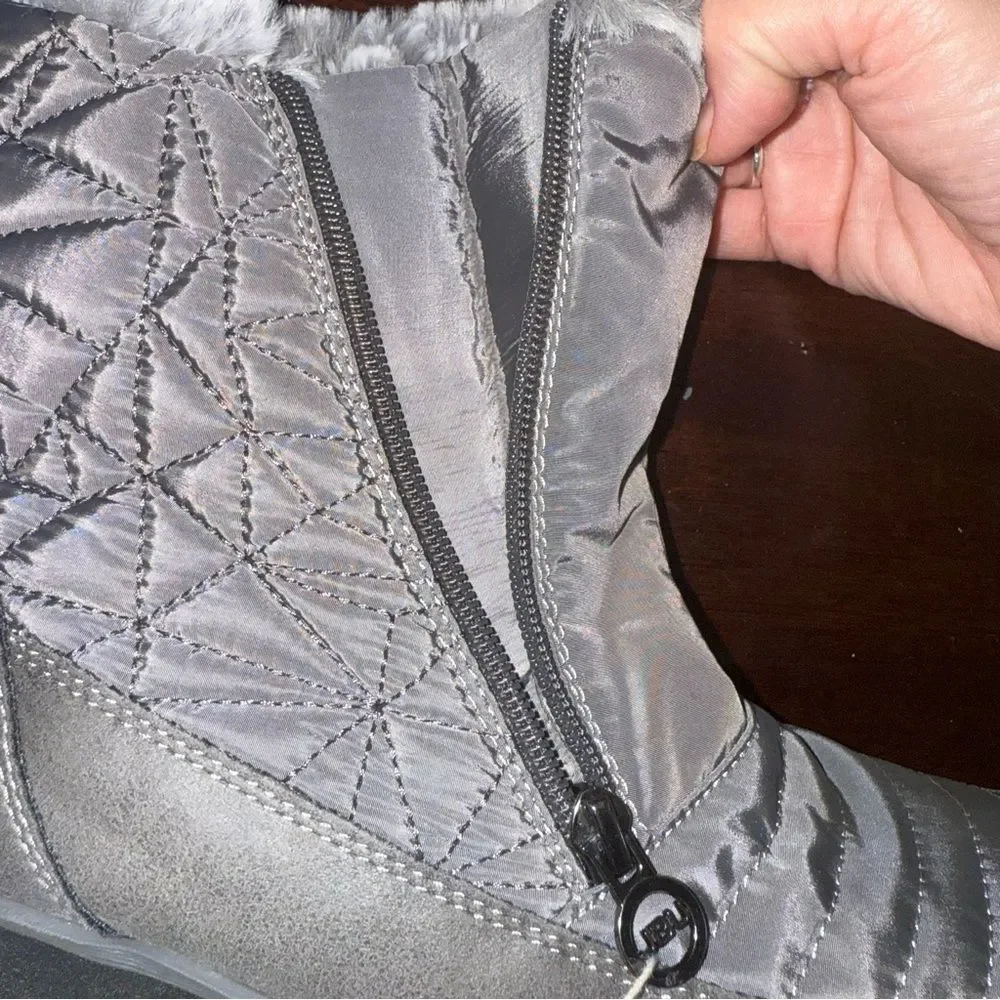 New in Box JBU by Jambu Free Bird Mid Calf Winter Gray with Faux Fur Boot, 8M